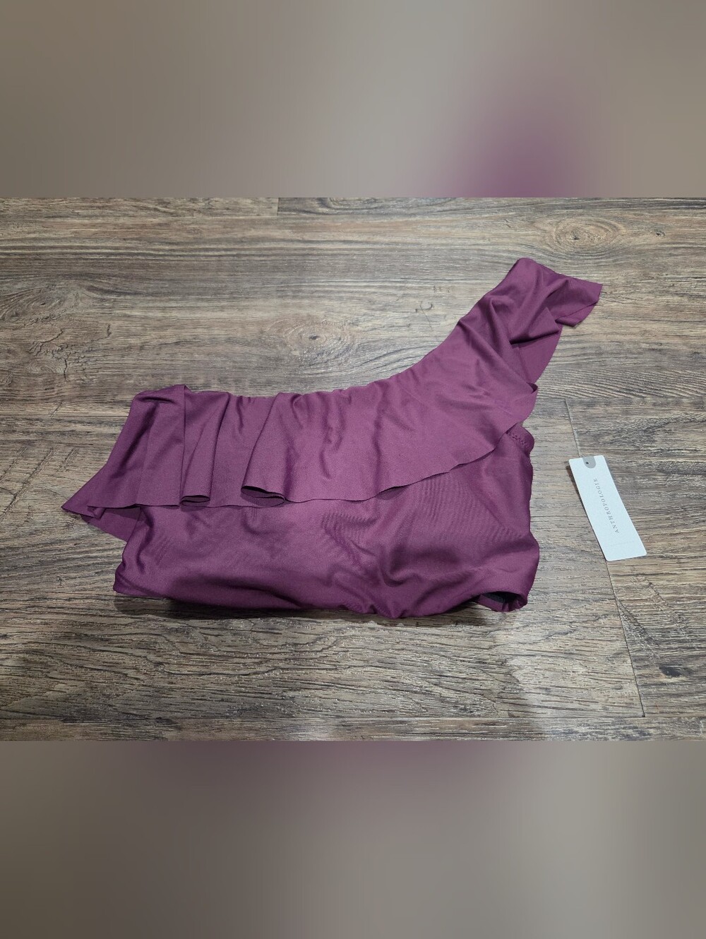 Anthropologie One-Shoulder Ruffle Swim Top In Purple Size Small New